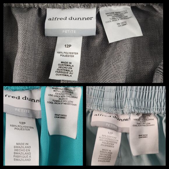 Alfred Dunner Pants Womens 12P Petite Lot of 3 Gray Turquoise Sky Blue Pull On - Picture 16 of 16